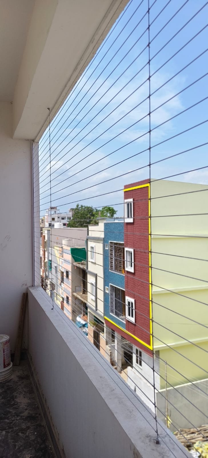 Modern balcony with invisible safety grills